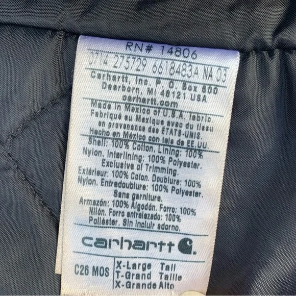 Carhartt C26 MOS Sandstone Duck Arctic Quilt Lined Traditional Workwear Coat XLT - Picture 16 of 17